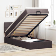 Pouf Letto con Materasso Marrone Scuro 100x200 cm in Tessuto