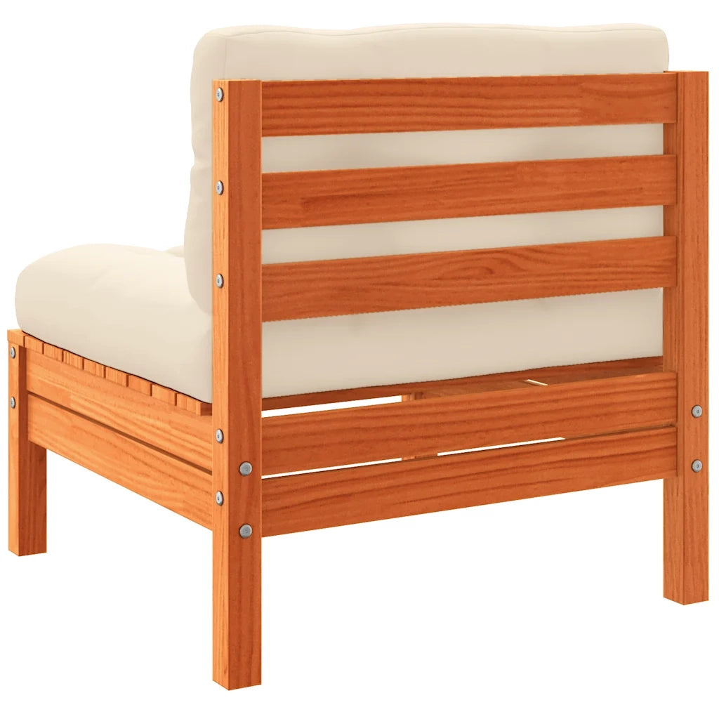 Divano Angolare Giardino Cuscini-Sofa da Giardino-Divanetto da esterno Marrone Cera Massello di Pino 843432