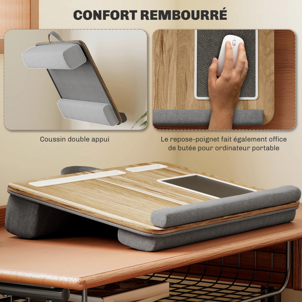 Letto con tavolino per laptop e traversino ¨C Minimal ¨C Grigio