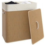 Cestino per biancheria in bamb¨´ con coperchio 2 scomparti 100 L ¨C zephmum ¨C Bianco