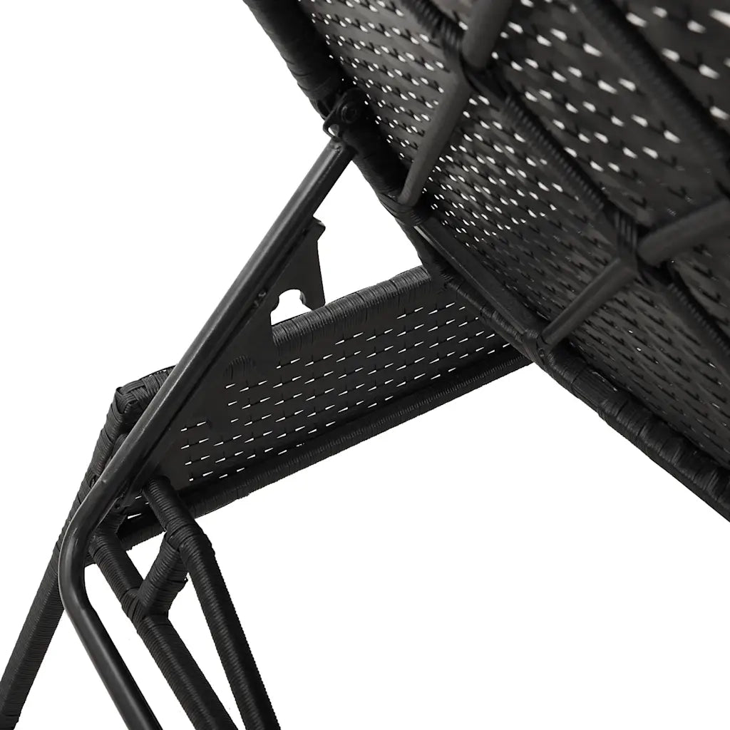 Lettini Prendisole 2 pz con Tavolino Nero in Polyrattan 4002718