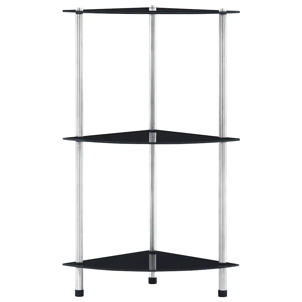 Scaffale a 3 Livelli Nero 30x30x67 cm in Vetro Temperato CFW9596937