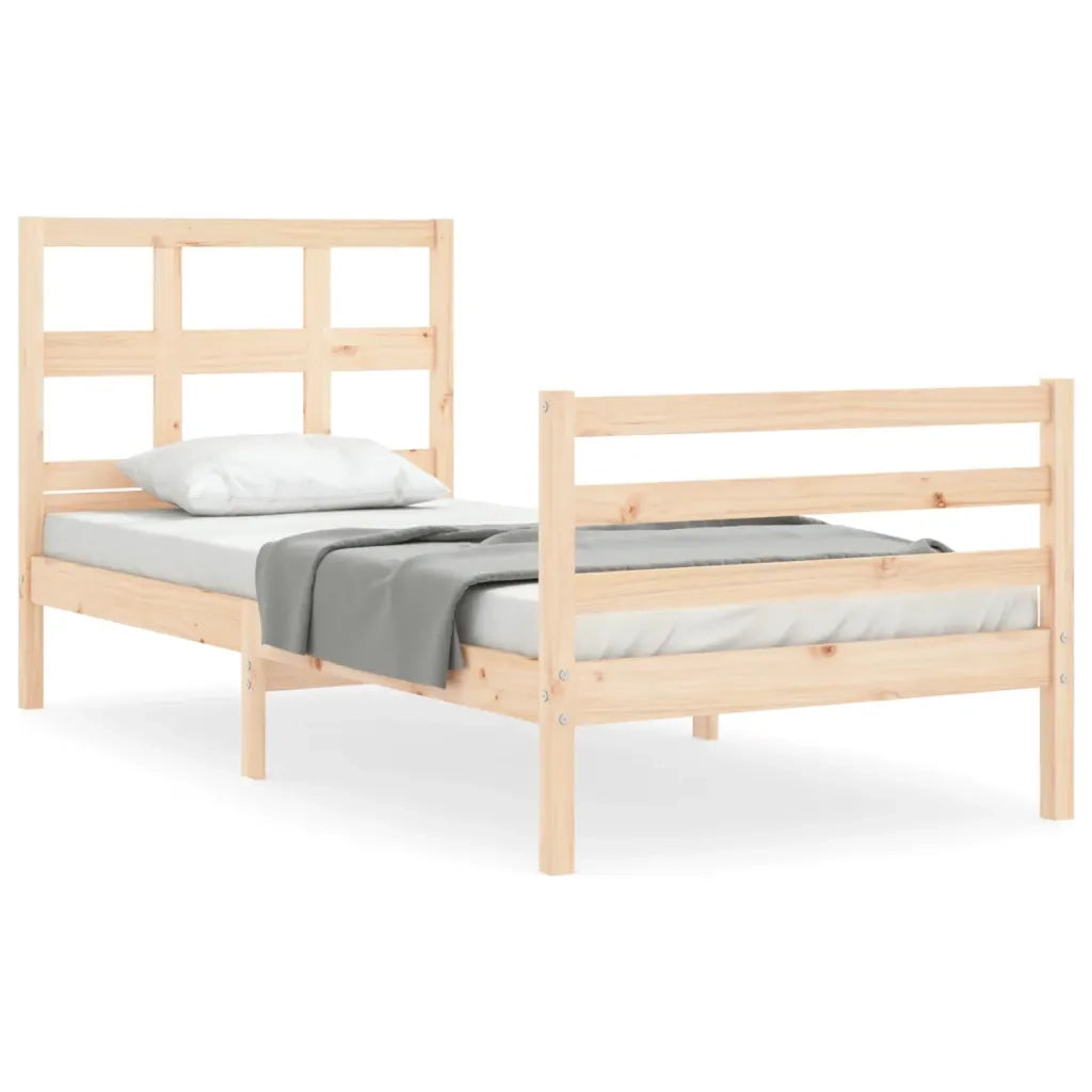 Giroletto con Testiera-Struttura Letto con testiera 90x200 cm in Legno Massello 855986