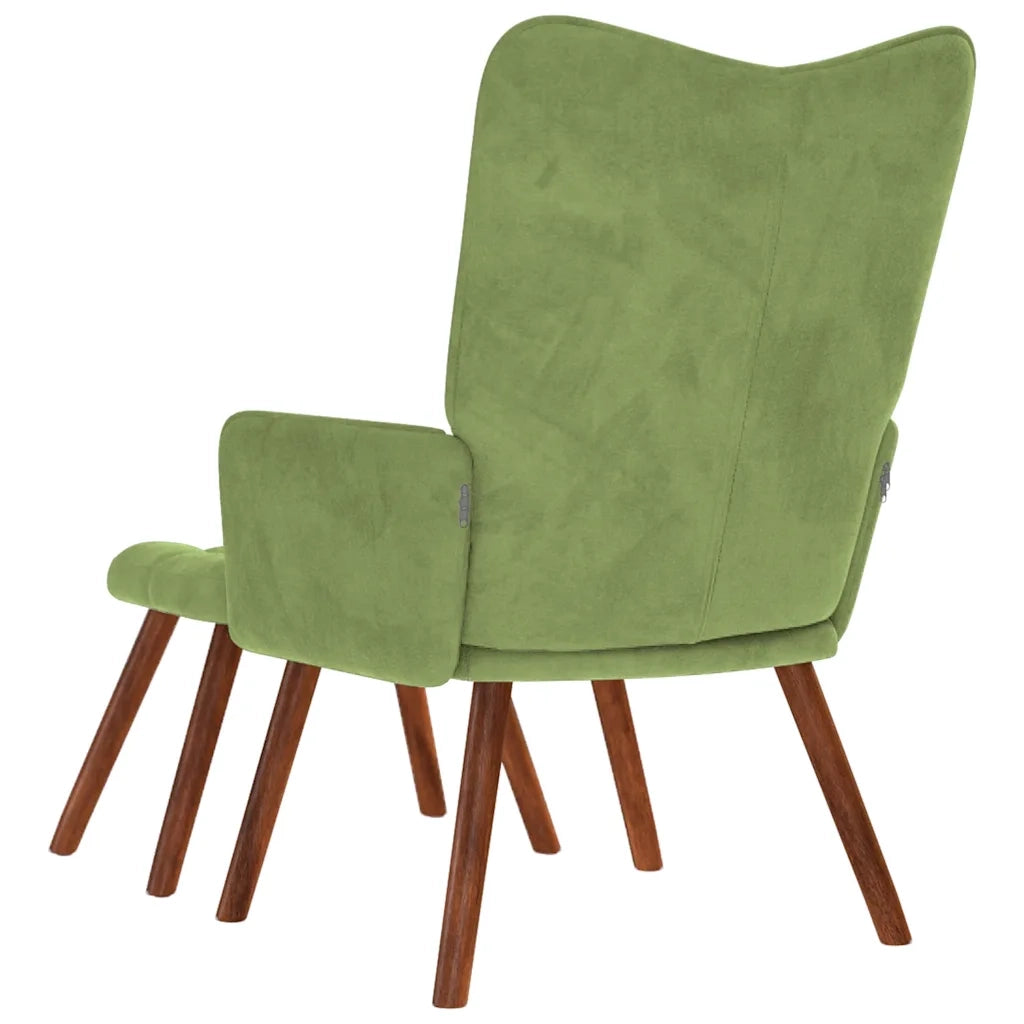 Divano Sedia-Poltrona Relax con Poggiapiedi Verde Chiaro in Velluto 448481