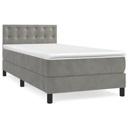 Letto singolo | Letto per adulti | Giroletto a Molle con Materasso Grigio Chiaro 90x200 cm Velluto