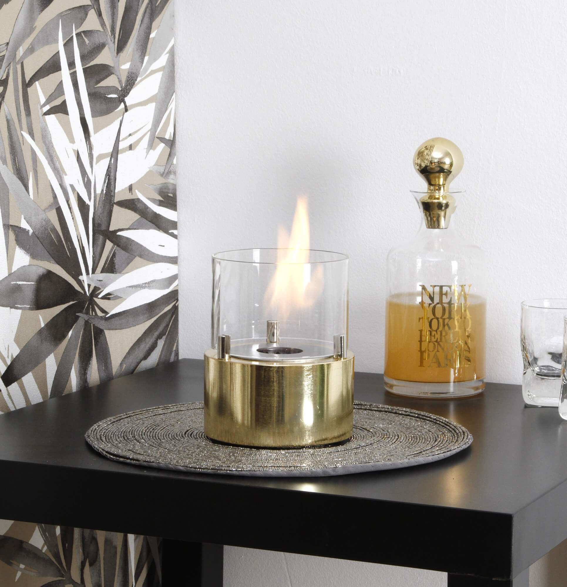 Camino a Bioetanolo da Tavolo Ø13x15,8cm Vannini Giotto Candle Oro