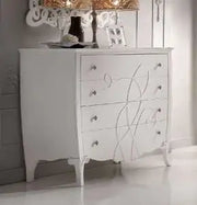 Comò Shabby chic mod Silvia in legno color bianco opaco