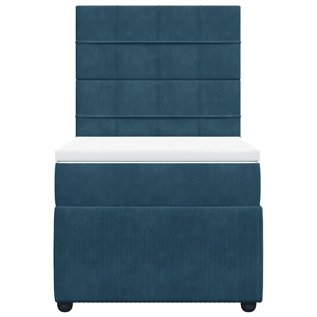 Giroletto a Molle con Materasso Blu Scuro 80x200 cm in Velluto