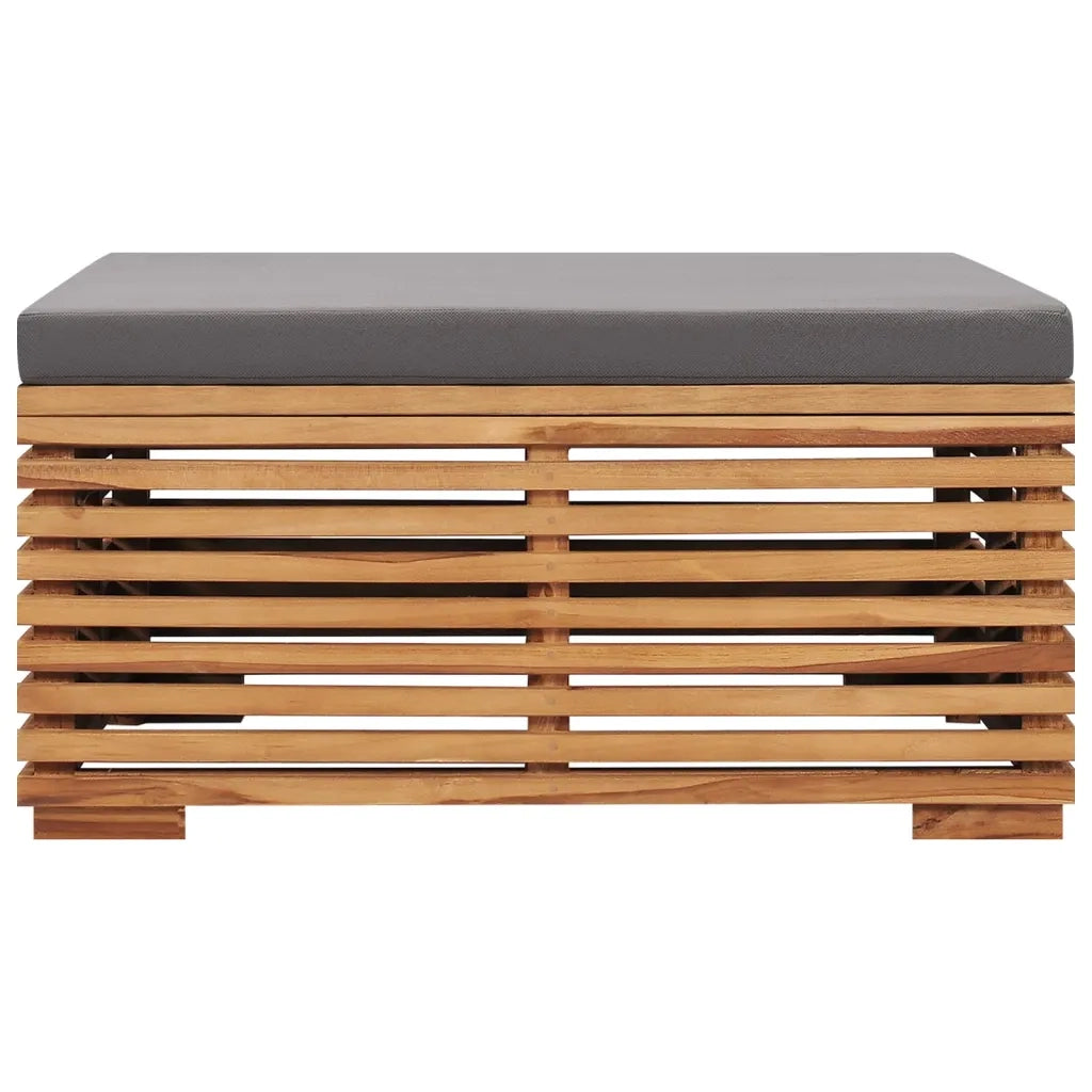 Set Tavolino Poggiapiedi Giardino Cuscino Grigio Scuro in Teak cod mxl 70690