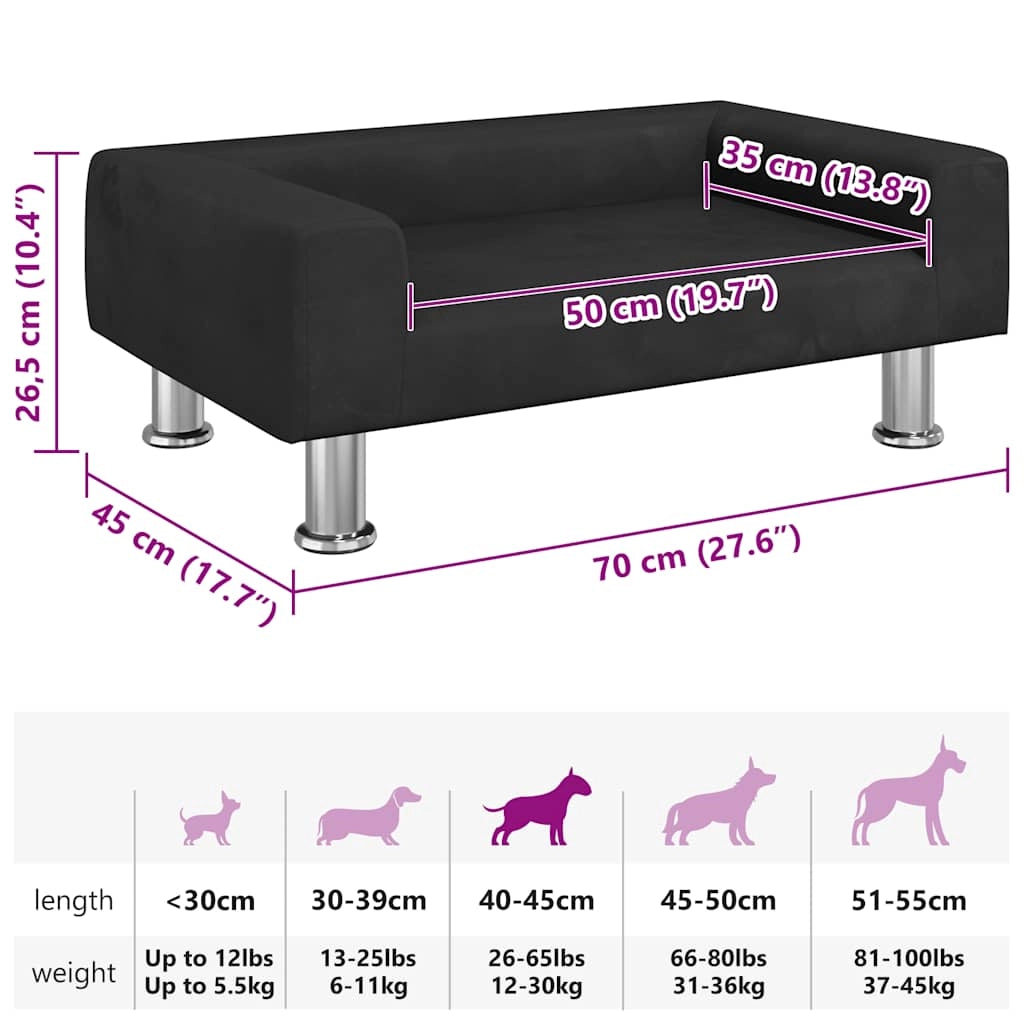 Cuccia per cani comoda 70 x 45 x 26,5 cm velluto nero 02_0042802
