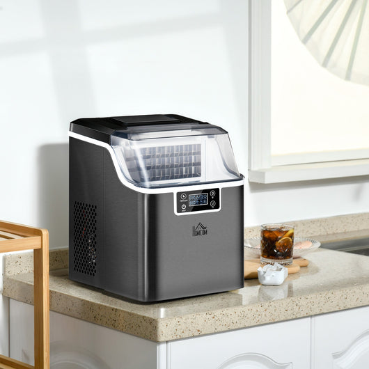 Macchina del Ghiaccio Autopulente da 24 Cubetti in 14-18 Minuti 20 kg in 24 Ore Nero