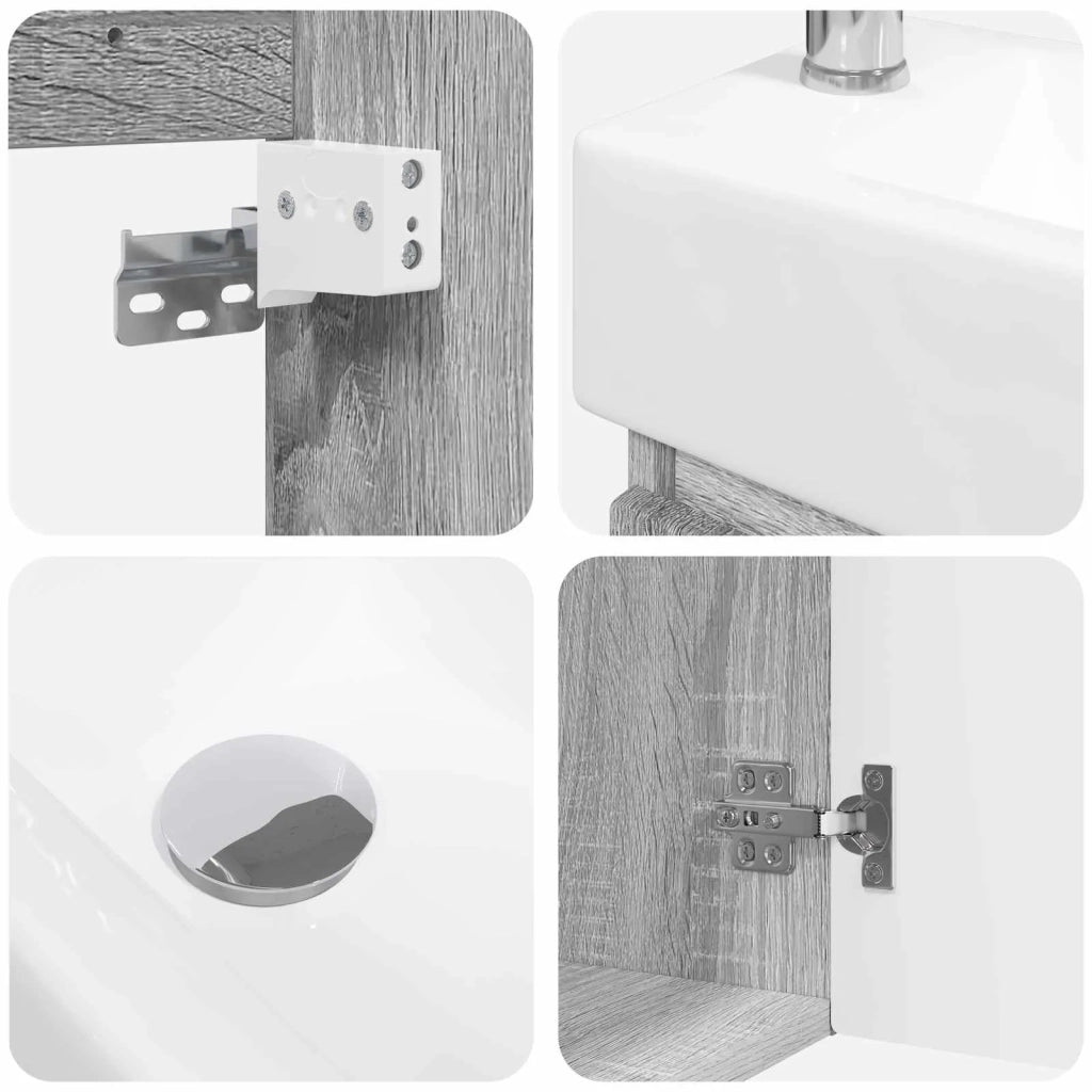 Mobile bagno con rubinetto Sonoma grigio 45,5 x 22,5 x 84 cm 889447