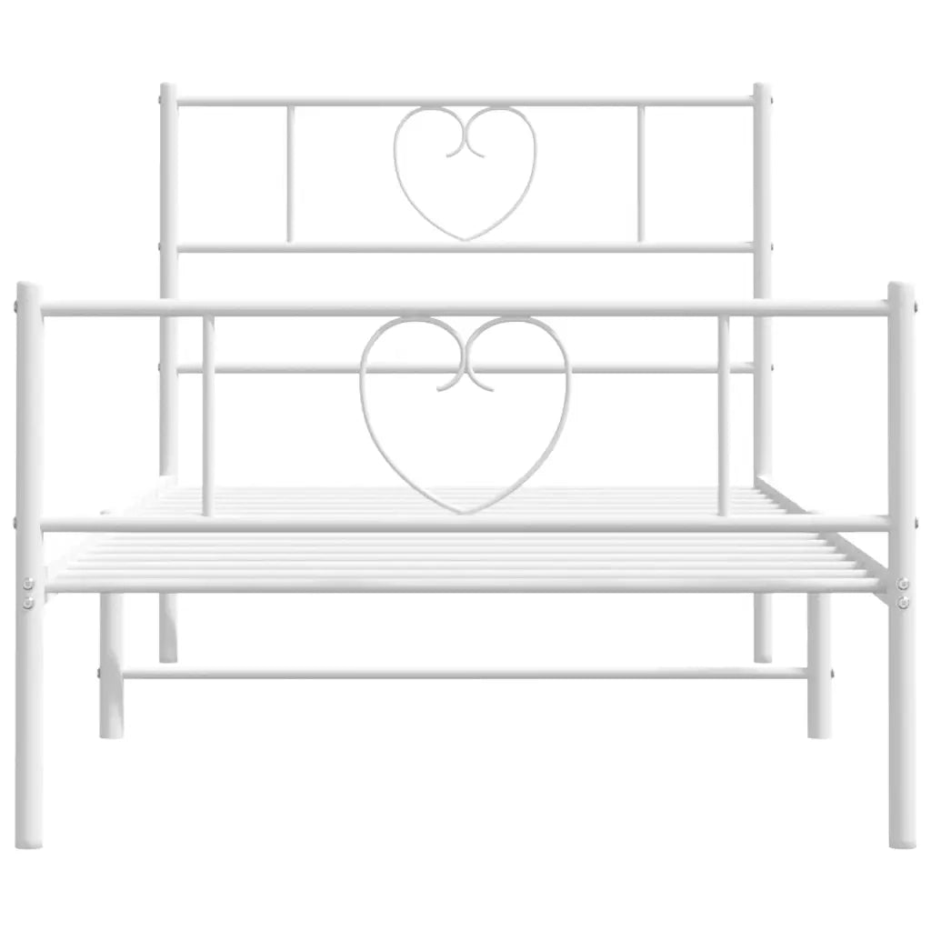 Giroletto con Testiera e Pediera Metallo Bianco 90x200 cm 355523