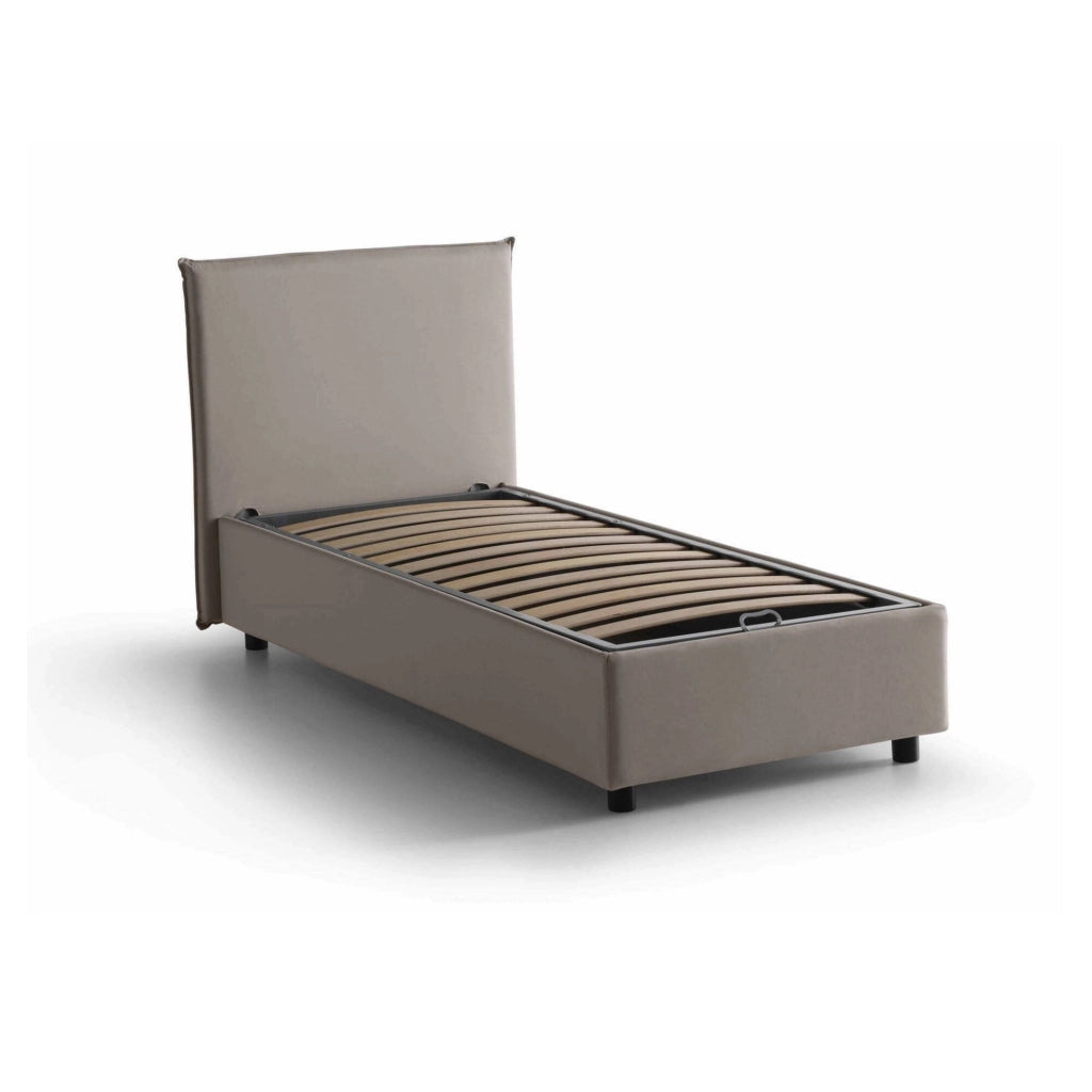 Argentino, Letto Singolo Sfoderabile Made in Italy, Grigio Tortora