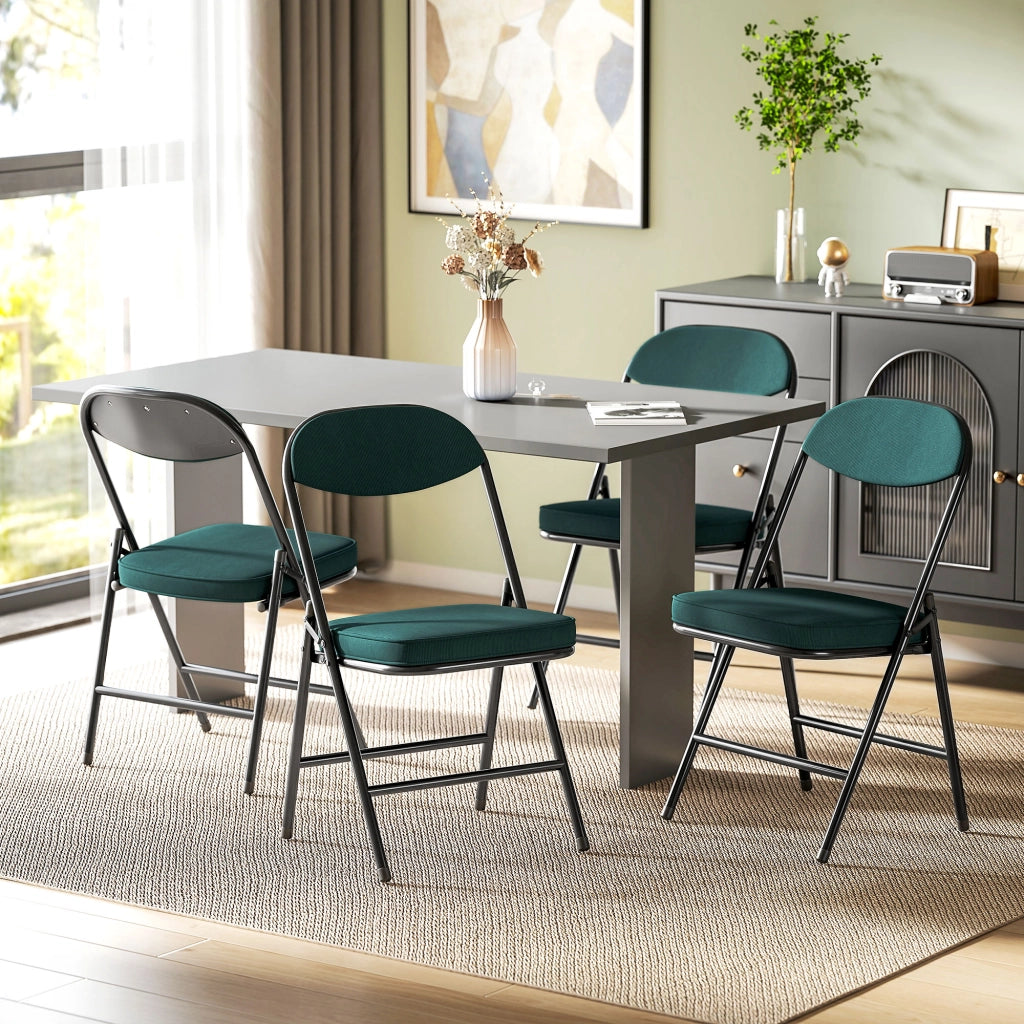 Sedia da pranzo imbottita ¨C Minimal ¨C blu, velluto, 4 pezzi