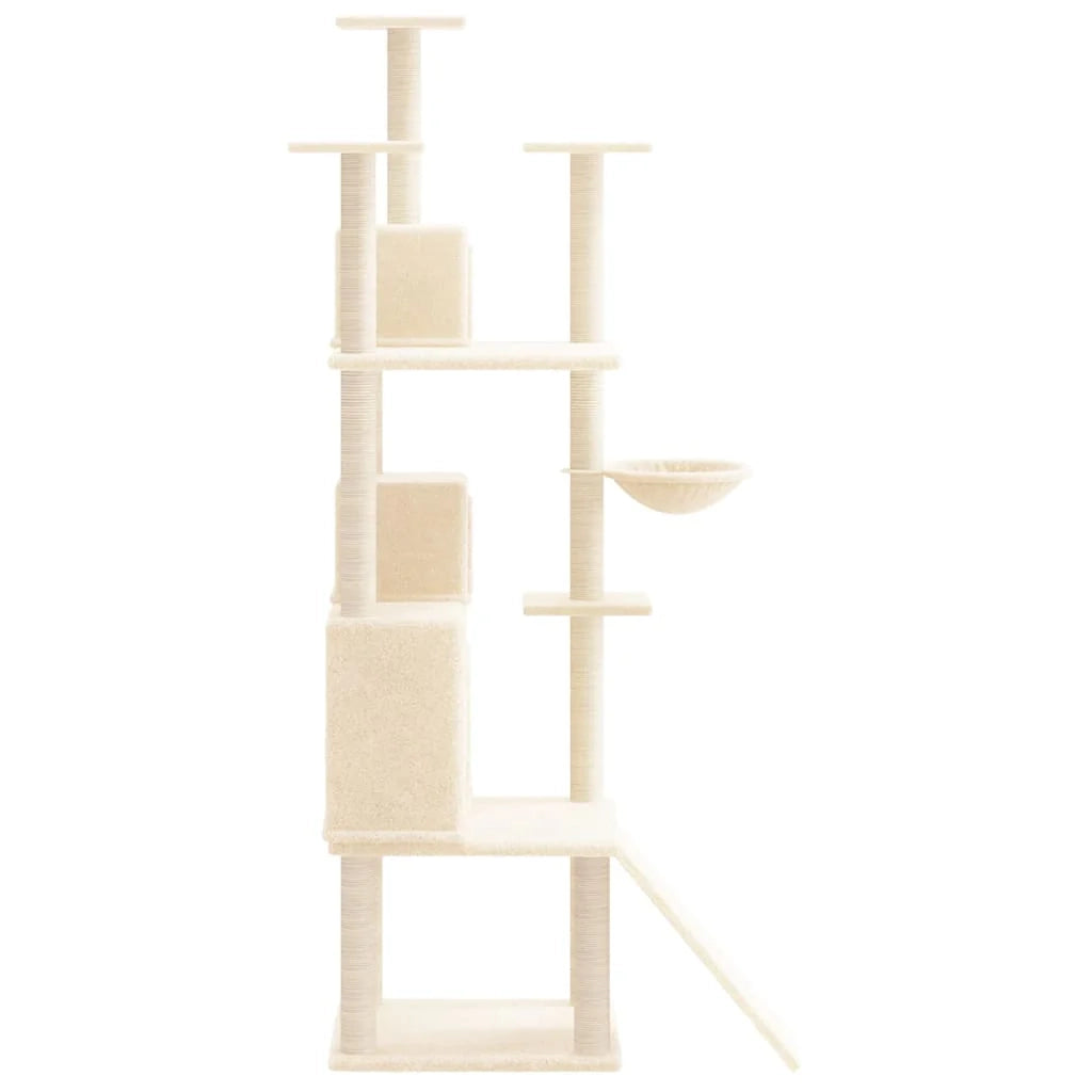 Tiragraffi per gatti Mobili per arrampicata su torre Tiragraffi piattaforma da arrampicata con tiragraffi in sisal 175 cm crema 02_0022499