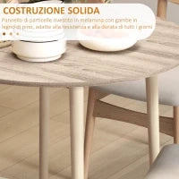 Tavolo Pieghevole Moderno a Ribalta per Cucina e Soggiorno, in Truciolato, Ø89x73.5 cm