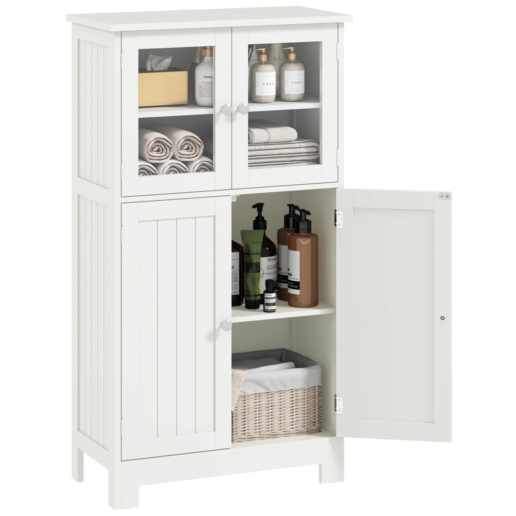 Mobile Bagno con due Ante e Ripiano Regolabile ¨C Zephmum ¨C Bianco 60x30x108.5 cm