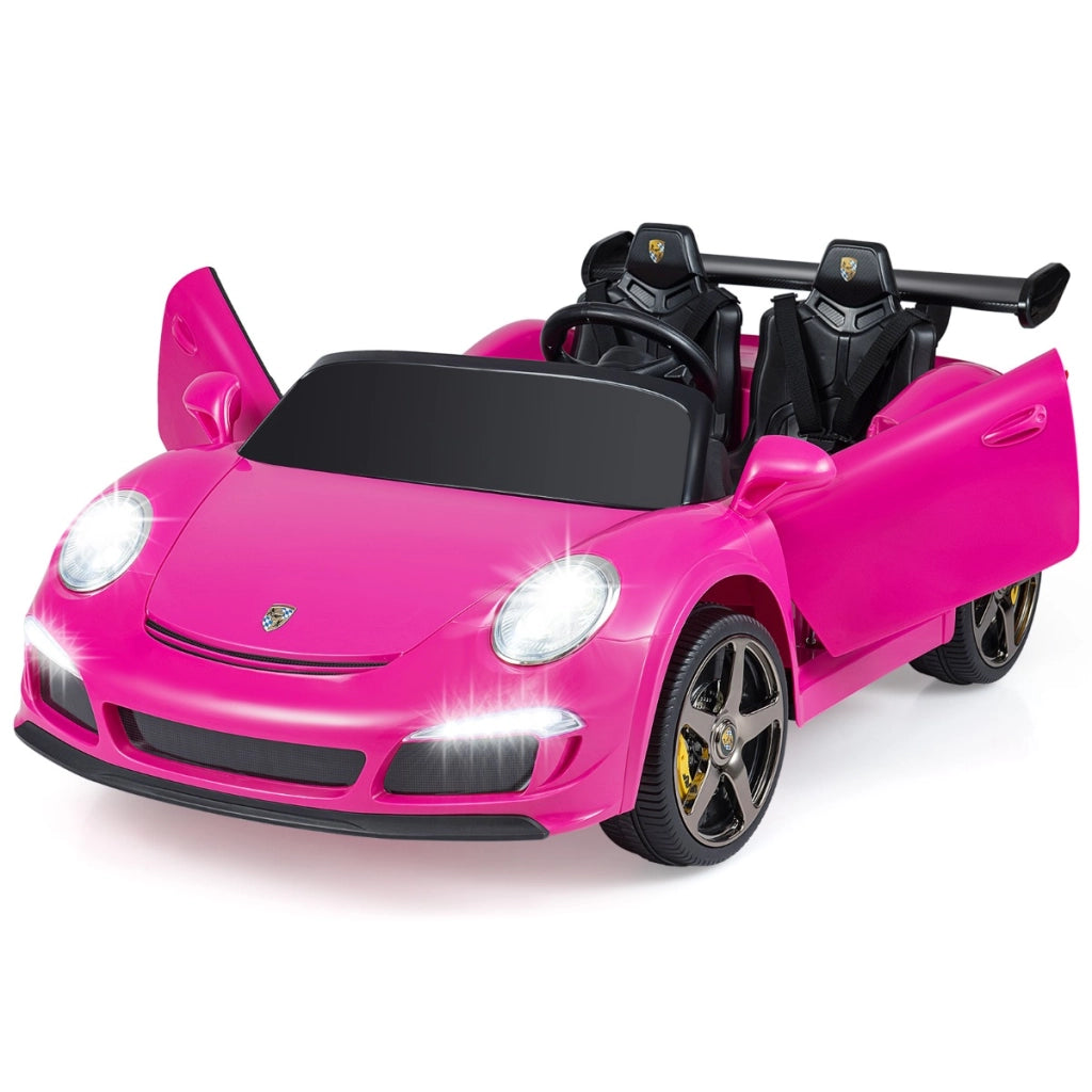 Auto a pedali elettrica per bambini veicolo 12V telecomando genitori, Auto a pedali per bambini con luci e clacson Rosa