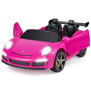 Auto a pedali elettrica per bambini veicolo 12V telecomando genitori, Auto a pedali per bambini con luci e clacson Rosa