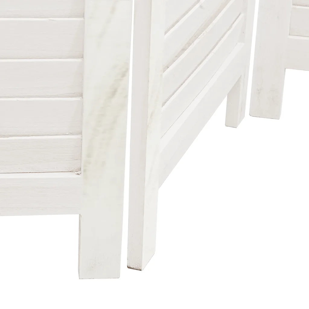 Divisorio Ambienti 4Pannelli Bianco Legno Massello di Paulownia 358833