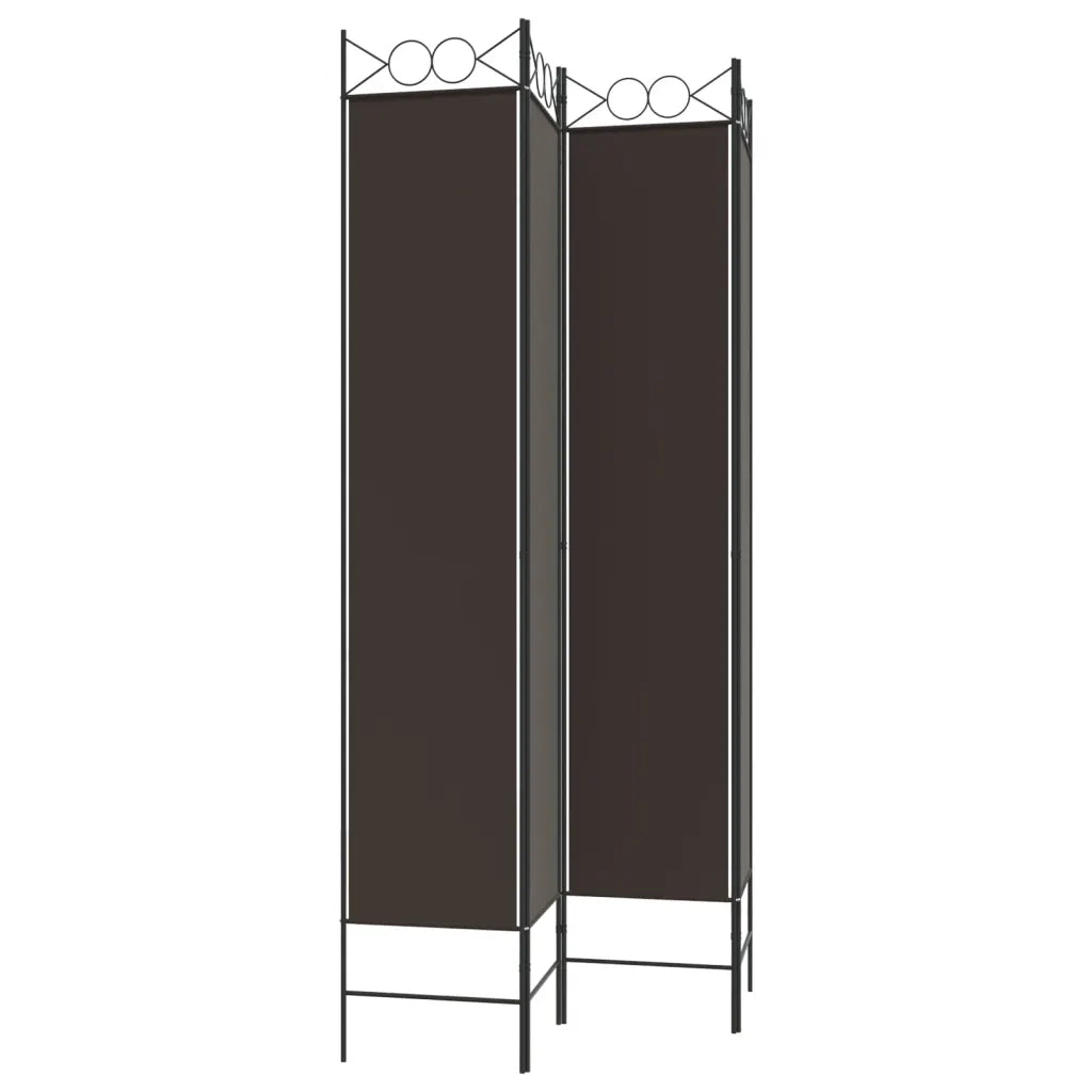 Divisorio a 4 Pannelli Marrone 160x220 cm in Tessuto 350167