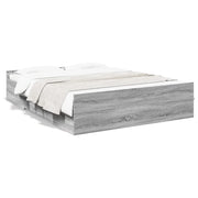 Letto matrimoniale | Letto per adulti | Giroletto Cassetti Grigio Sonoma 150x200 cm Legno Multistrato