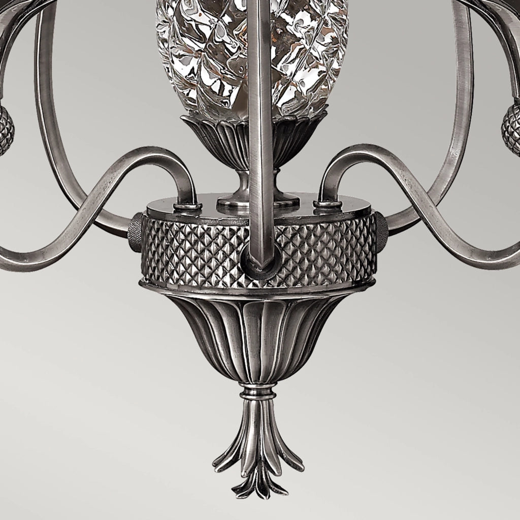 Lampadario Contemporaneo Plantation Acciaio Nichel Antico Vetro 4 Luci E14