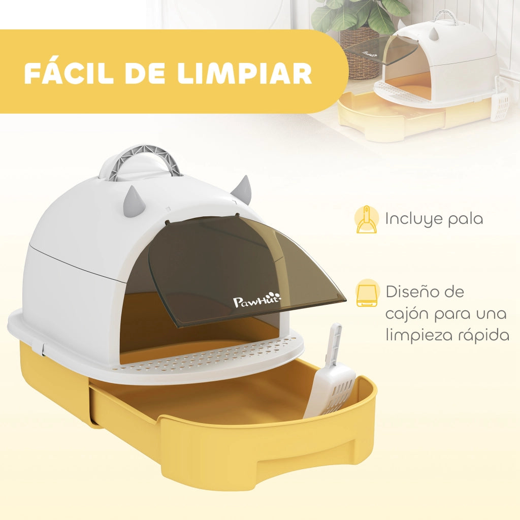 Lettiera Chiusa per Gatti con Vassoio Estraibile Filtro Carbonio ¨C Xylo ¨C 40,5x52x39 cm Giallo e Bianco