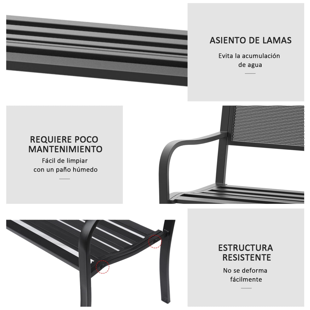 Panchina da Giardino 2 Posti ¨C zephmum ¨C Grigio Antracite Acciaio 127x60x87 cm