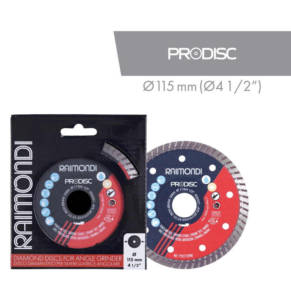 Disco diamantato turbo pro-disc Ø 115 mm f22.2-20 per smerigliatrice