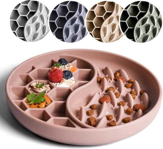 Anti-Gulping Voerbak per Slow Feeding per Cani e Gatti con Grande Fessura | Slow Feeder per Cani e per Gatti per Cibo Secco e Umido (Mauve)