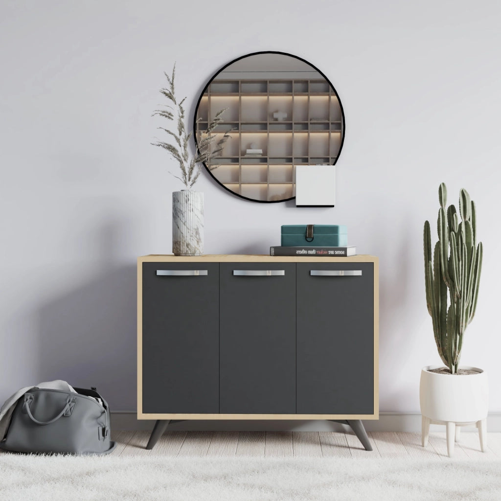 Credenza in legno "Piffa" - 100 x 35 x 82 cm - Grigio antracite