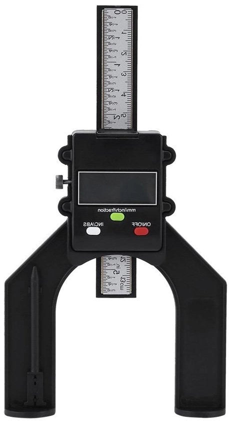 Misuratore di profondità digitale con design a magneti e schermo LCD - portata di misura 0-80mm - richiesta di contenuto HTML.