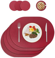 Set di piatti e sottopiatto - confezione da 4 - pelle riciclata e gomma - 43 x 30 cm