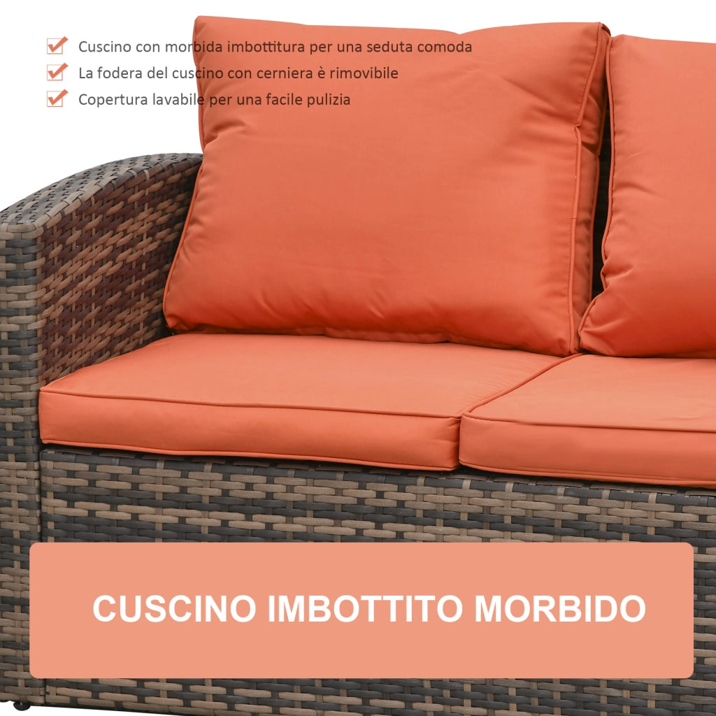 Set da Giardino 6 Pezzi in Rattan con Divani, Poltrone e Tavolino ¨C zephmum ¨C Marrone
