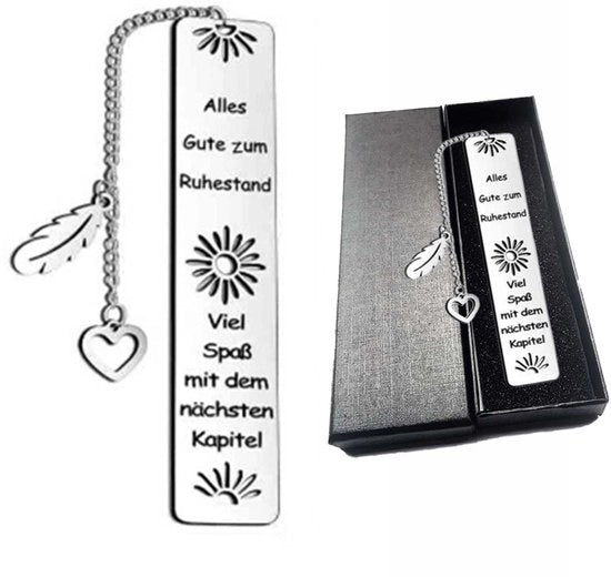 Afscheidscadeau in metallo in acciaio inossidabile - Personalizzato - Regalo elegante - Regalo di pensione - Confezionato in scatola regalo - Disegno unico - Supporto per libri