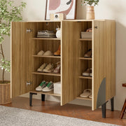 Scarpiera con Ante e Ripiani ¨C MINIMAL ¨C Legno, Nero, 90x32x94 cm