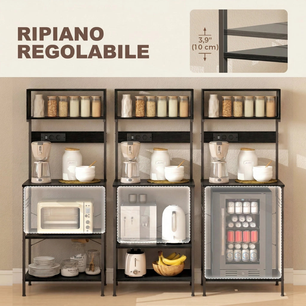 Scaffale da Cucina Stile Industriale ¨C Zephmum ¨C Legno e Acciaio Nero 80x30x180
