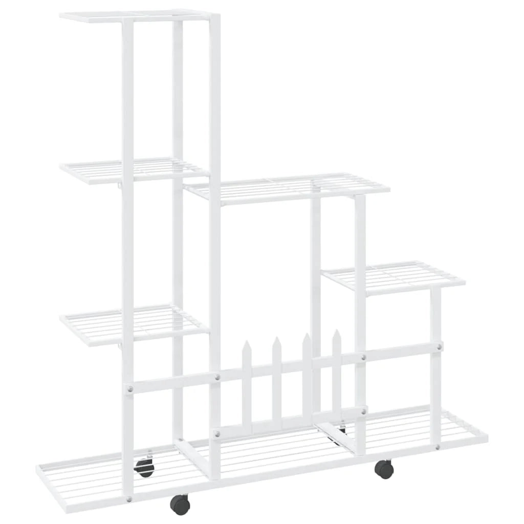 Portavasi mobile portafiori su ruote 94,5 x 25 x 92,5 cm metallo bianco 02_0045183