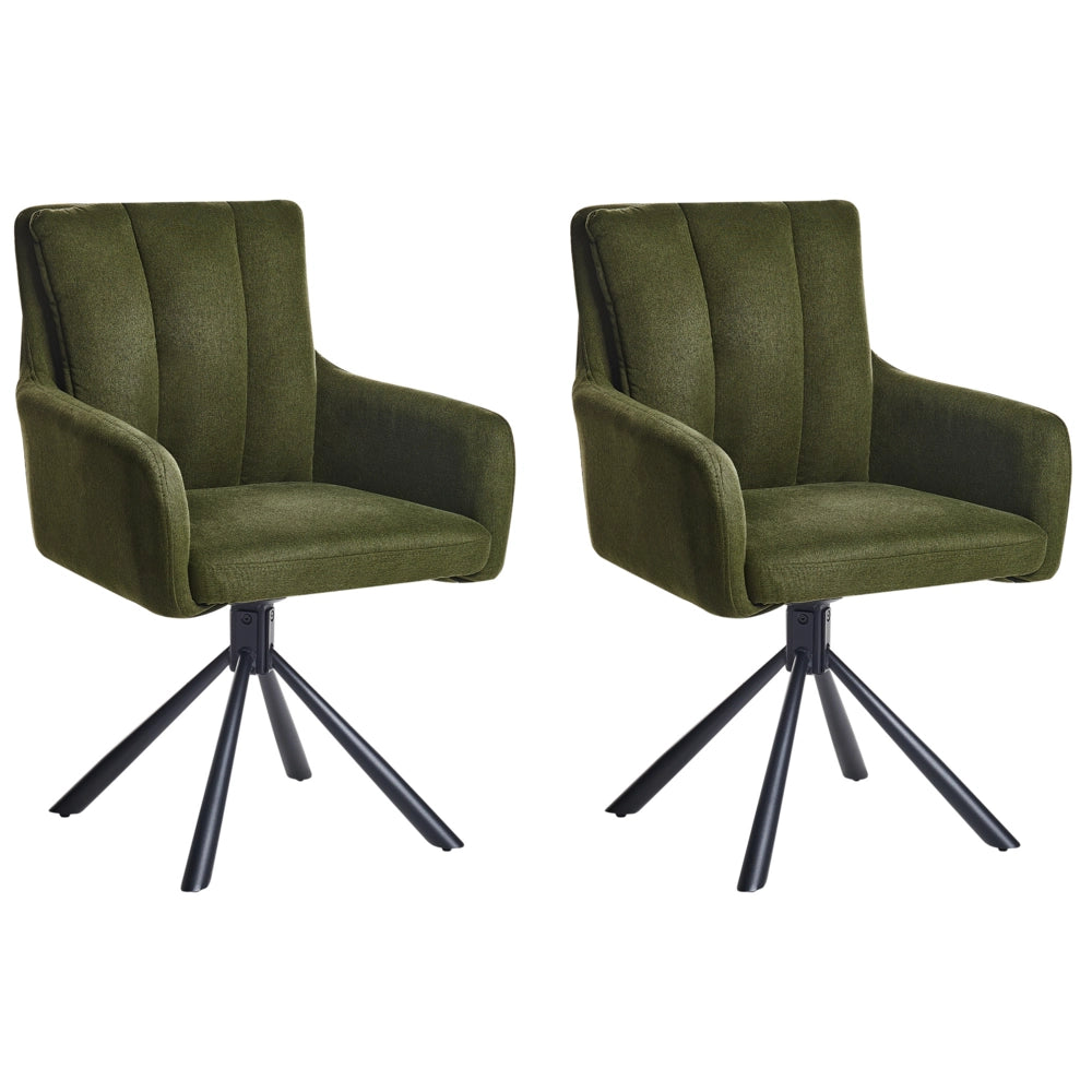 Set di 2 Sedute imbottite in tessuto verde scuro Gambe in metallo nero stile Retro
