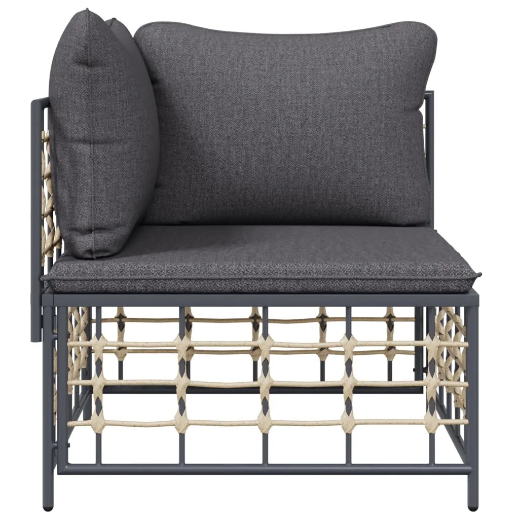 Divano Angolare da Giardino con Cuscini Polyrattan Grigio Scurocod mxl 94693