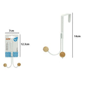 Trade Shop - Appendiabiti Appendino Da Porta Metallo Bianco Palline Legno 2 Ganci Posti 79552 -