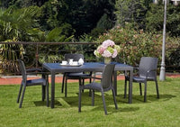 Tavolo da Giardino rettangolare 150x90x72h cm in plastica Effetto Rattan colore antracite Tomaino