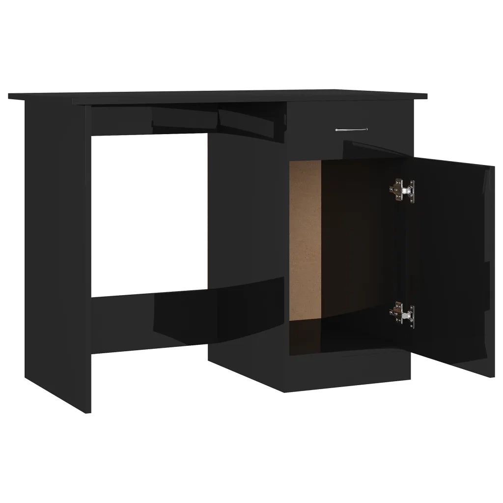 Scrivania Nero Lucido 100x50x76 cm in Legno Multistrato 801087