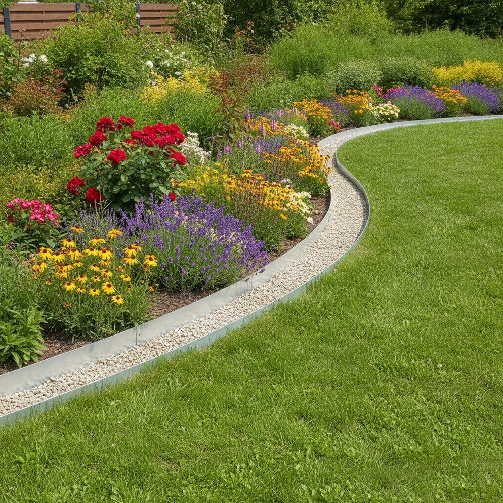 Lawn Edging, 10 Pieces, Galvanized Steel, 100 X 20 Cm