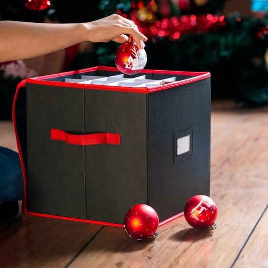 Cassa di archiviazione per palline di Natale - 64 contenitori - Cassa di archiviazione con scatole - 33 x 33 cm