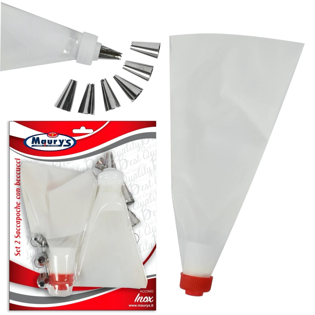 MAURY'S SACCAPOCHE RIUTILIZZABILE SET DA 2 PEZZI CON 6 BECCUCCI IN ACCIAIO INOX
