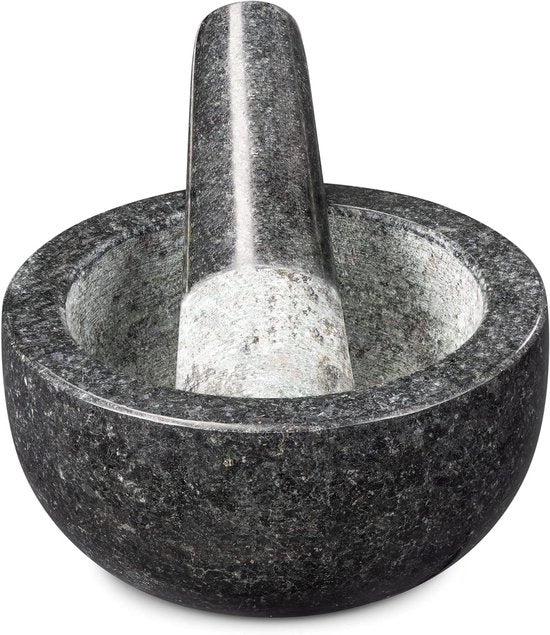 Vijzel in pietra granito con pestello - ideale per erbe e pesto - Ø 12 cm
