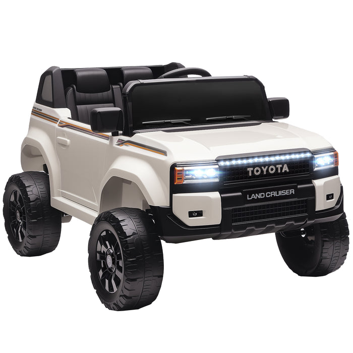 Macchina Elettrica per Bambini Toyota Land Cruiser 12V con Telecomando Età 3-6 Anni Bianco